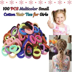 100 PCS Multicolor Small Cotton Hair Ties for Girls & Kids, Soft Elastic Ponytail Holders, Pain-Free Toddler Hair Bands, Perfect Christmas Gift Hair Accessories