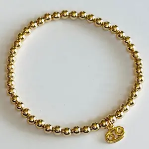 14K Gold-Filled Zodiac Charm Bracelet – Non-Tarnish Dainty Beaded Stretch Bracelet for Women | Personalized Astrology Gift