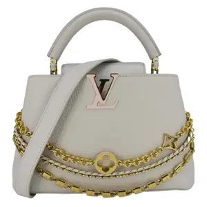 Pre-owned Louis Vuitton Taurillon Leather Shoulder Bags Capucines BB Shoulder Bag White