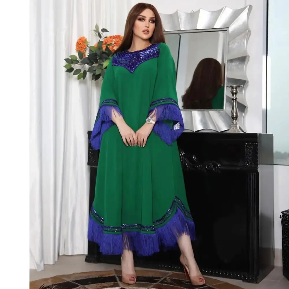 Morocco Sequined Tassel Evening Kaftan
