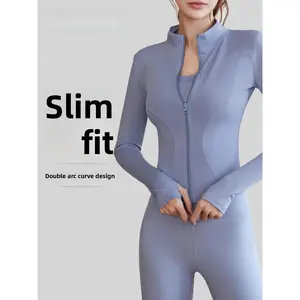 Women's Long Sleeve Athletic Jacket, High Stretch Slim Fit Yoga Top, Lightweight Running Fitness Outerwear, Casual Spring Autumn Workout Coat