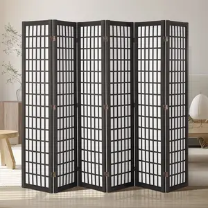 【Summervibes】VEVOR Room Divider, 6 Panel Japanese Room Divider, Folding Privacy Screen Indoor, Portable Partition Dividers and Decoration Screens, for Room Separation, Home, Office, Restaurant & Bedroom (Black)