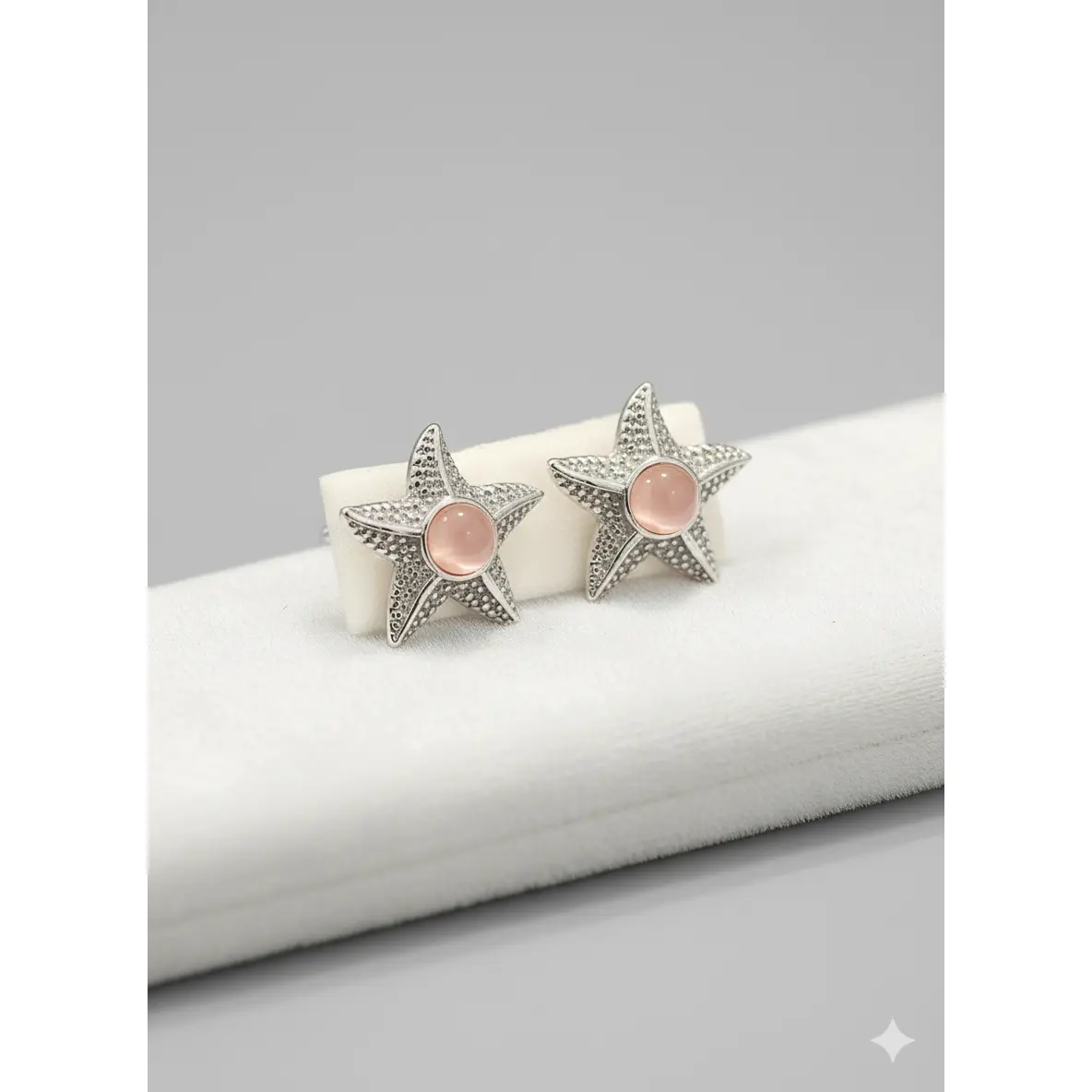 Rose Quartz Starfish Earrings in 925 Sterling Silver – Caribbean Elegance Collection