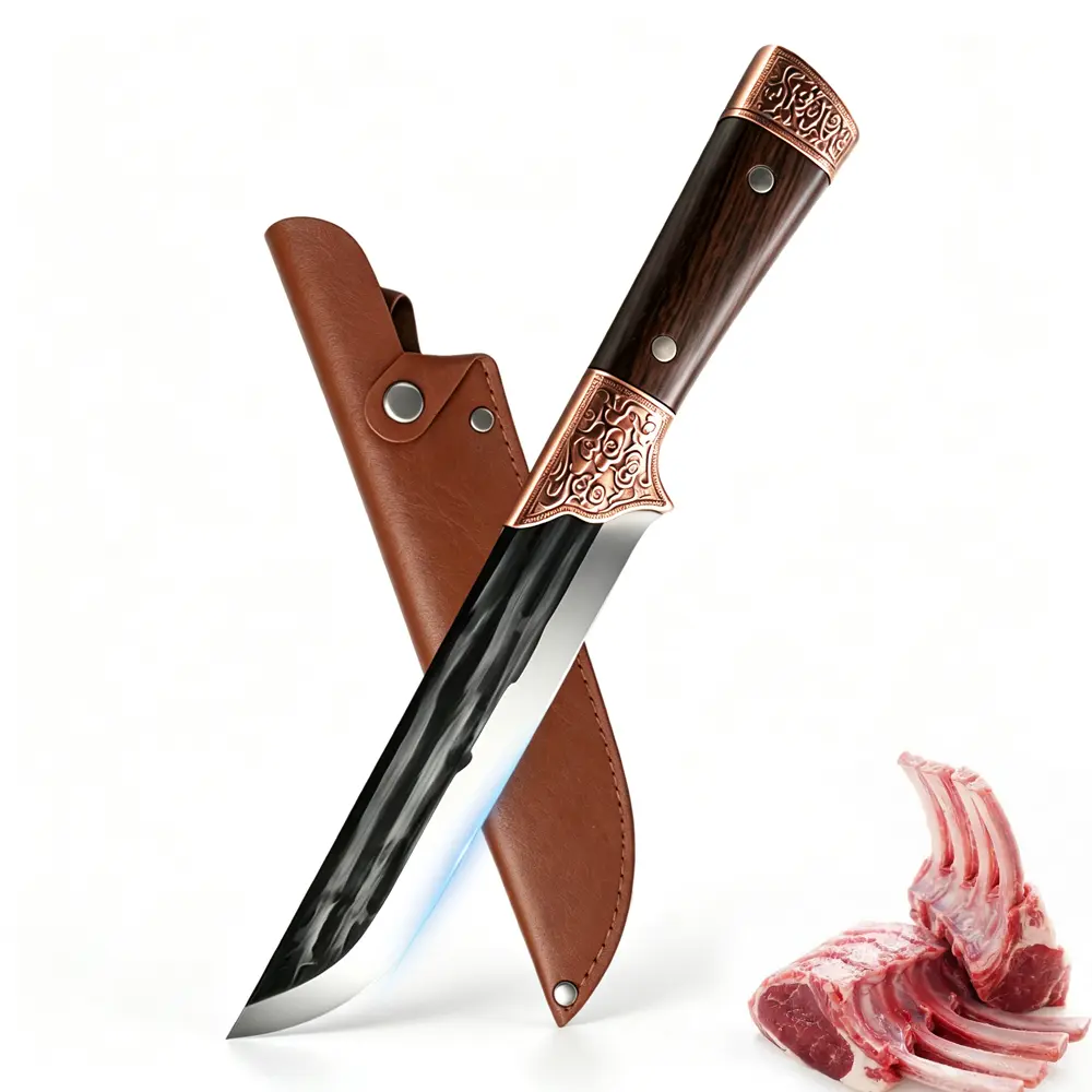 Ultra Sharp Slicing Knife with Leather Sheath High Carbon Forged Steel Meat Cleaver & Chef Knife for Outdoor Camping BBQ Kitchen Prep,Damascus,Spring,holiday,foldingknife,japanese,multipurpose,,hand,protective,professional