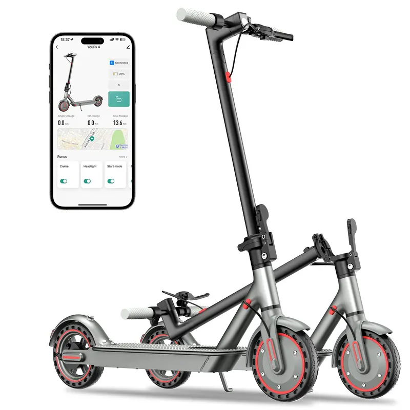 Unisex Modern Motorized Scooter for Adults - Foldable Electric Compact Motorized Scooters for 120kg Load, City Commute & Urban Riding, 8.5-in Solid Tires, 350W Motor, Dual Brakes, App-Adjustable Speed Control, Lighting Control, Real-Time Speed Display