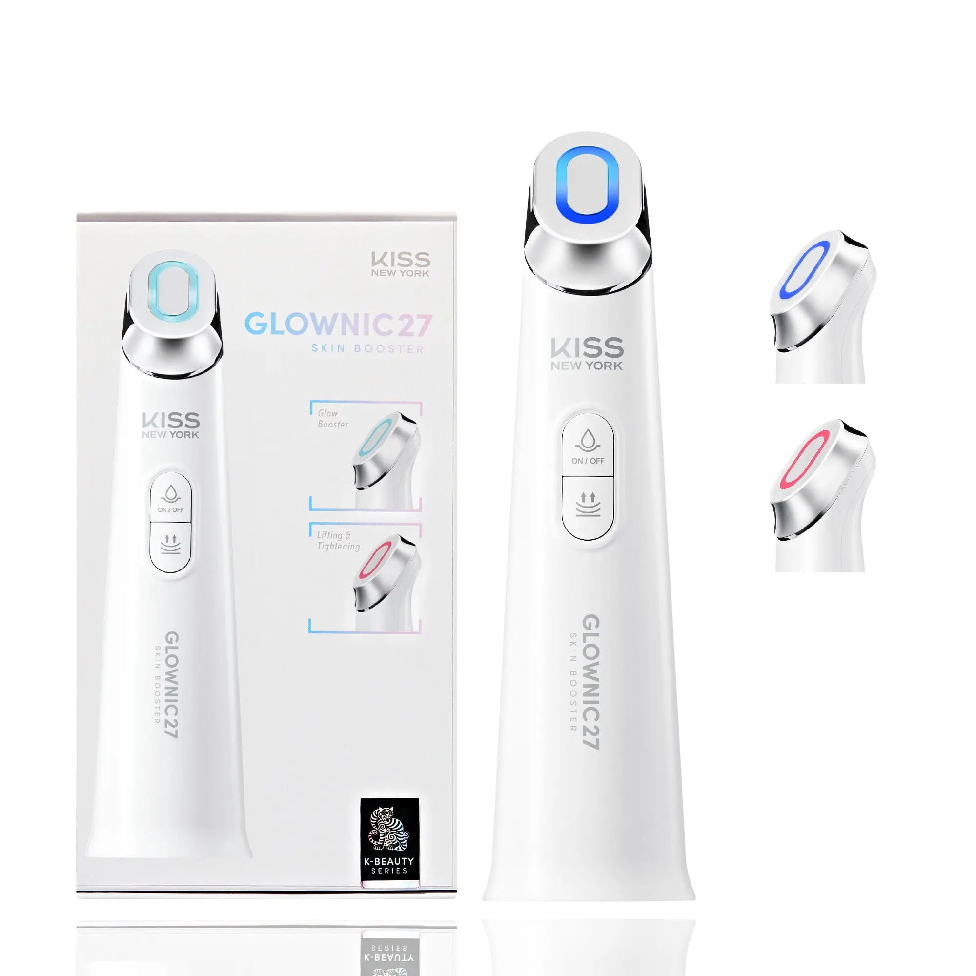 KISS New York Glownic27 Microcurrent Facial Device Cordless Electroporation Skin Booster for Absorption Firming & Radiance Enhancement