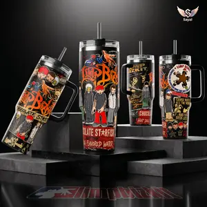 [Collection] LimpBizkit Chocolate Starfish and the Hot Dog Flavored Water 40 oz Vacuum Insulated Tumbler with Handle Straw Album Art Graphic Stainless Steel Nu-Metal Fans & Rock Music Lovers Concert Merch Gift