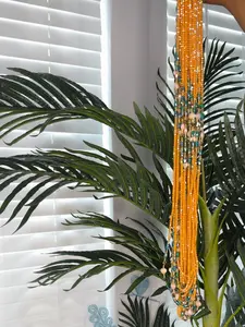 Luxe Design Crystals in Golden Orange 6mm Rice-Designed Waist Beads 45 Inches Elegant Handcrafted Accessory for Special Occasions