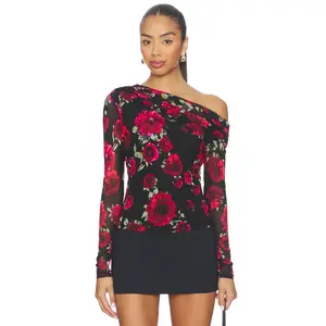 AFRM Barry Long Sleeve Top in Painted Roses
