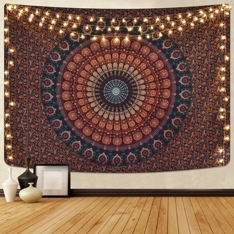Bohemian Mandala Tapestry Hippie Tapestries Psychedelic Peacock Boho Tapestry Wall Hanging for Bedroom