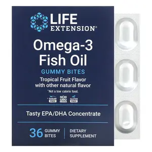 Life Extension Omega-3 Fish Oil Gummy Bites, Tropical Fruit, 36 Gummy Bites (750 mg per Gummy Bite)