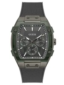 GUESS Male Green and Grey Silicone Multifunction Watch