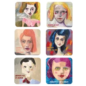 Bradford Brenner Funny Faces Coasters - Set of 6 for Kitchen Tableware