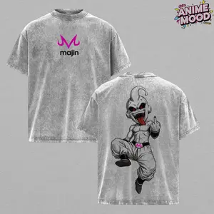 Majin Symbol Minimal Tee, Dragon Ball Anime Vintage Acid Washed, forehead mark line art design, oversized aesthetic streetwear