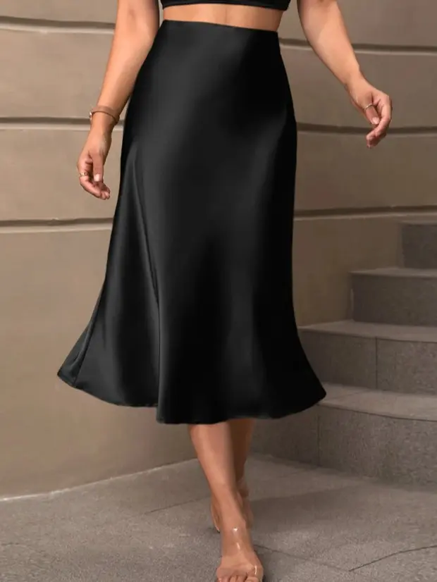 High Waist Satin Skirt