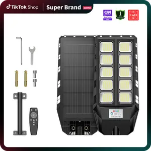 DEEPN Solar Street Light 380 LEDs IP66 Waterproof Outdoor LED Lamp with Motion Sensor & Remote Dusk to Dawn Small Yard Garden Lighting