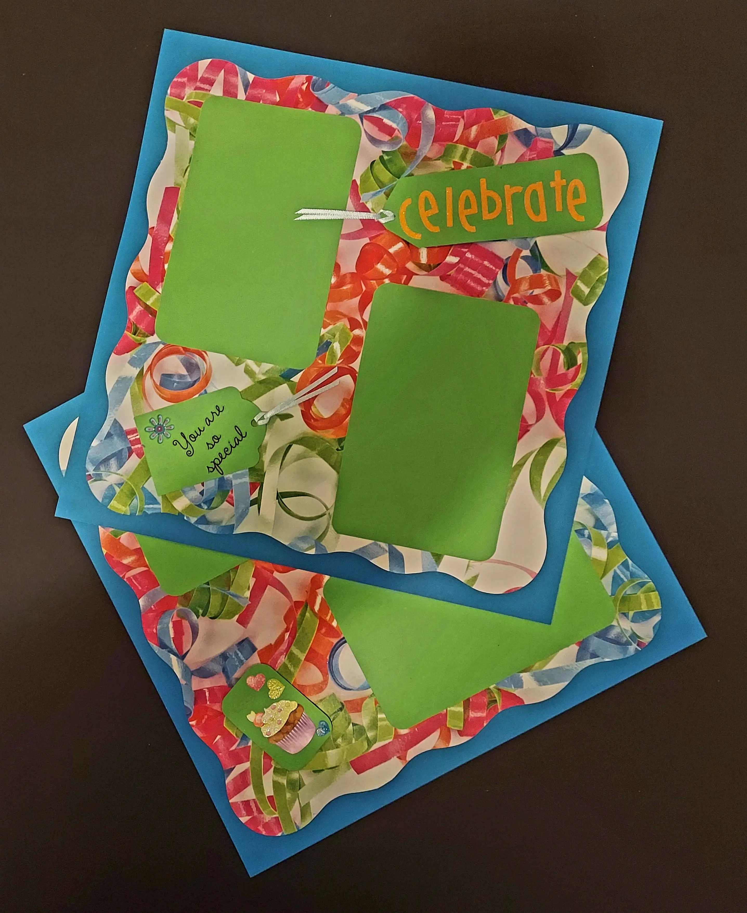 Premade Scrapbook Two Page Layout, Celebration Themed, 12x12 Scrapbook Layout with Birthday Theme