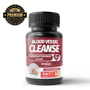 Nattokinase 2000FU with CoQ10 Sugar-Free 6-in-1 Health Dietary Vitamin Supplement, Blood Vessel Cleanse, Natural Cardiovascular & Heart Support for Adults, 60 Capsules