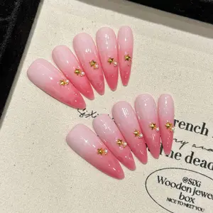 Pink Star Press On Nails Reusable Fake Nails For Girls