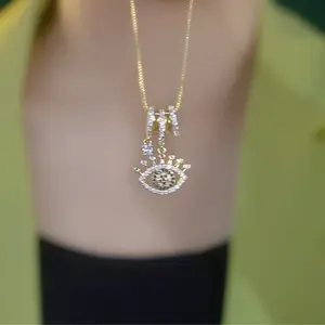 LisiZen Eye-Shaped Zircon Pendant Necklace for Women, Titanium Steel Design, Chic Modern Fashion Jewelry DZXL3841