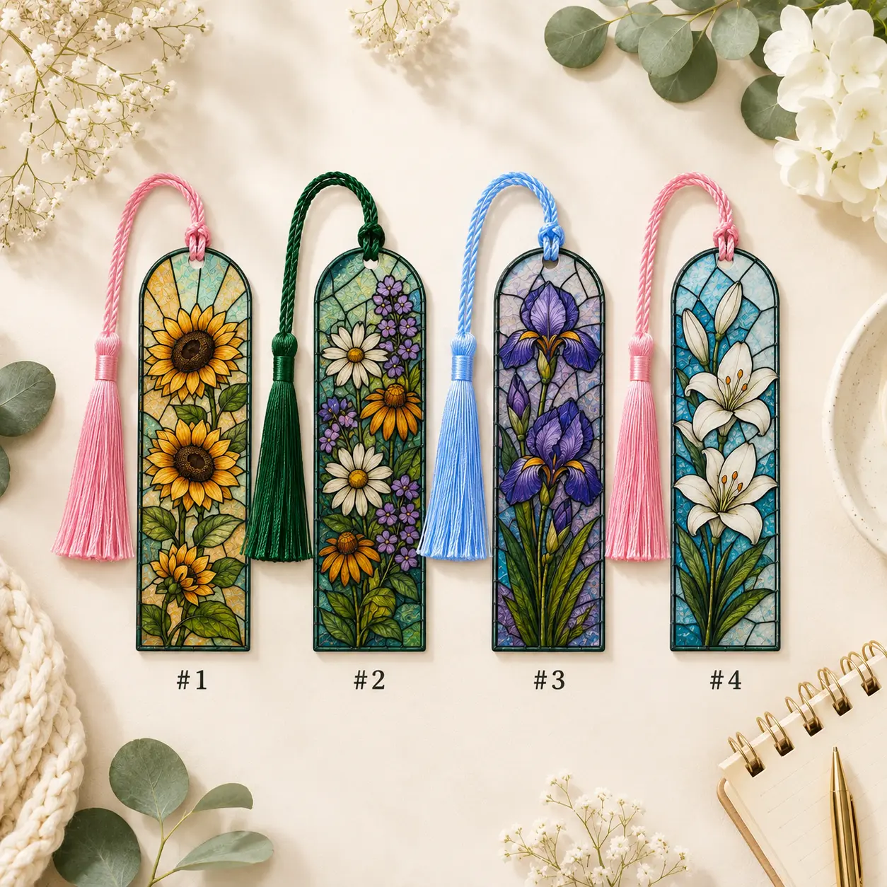 Transparent Bookmark Stained acrylic Floral Design with Glossy Finish for Book Lovers