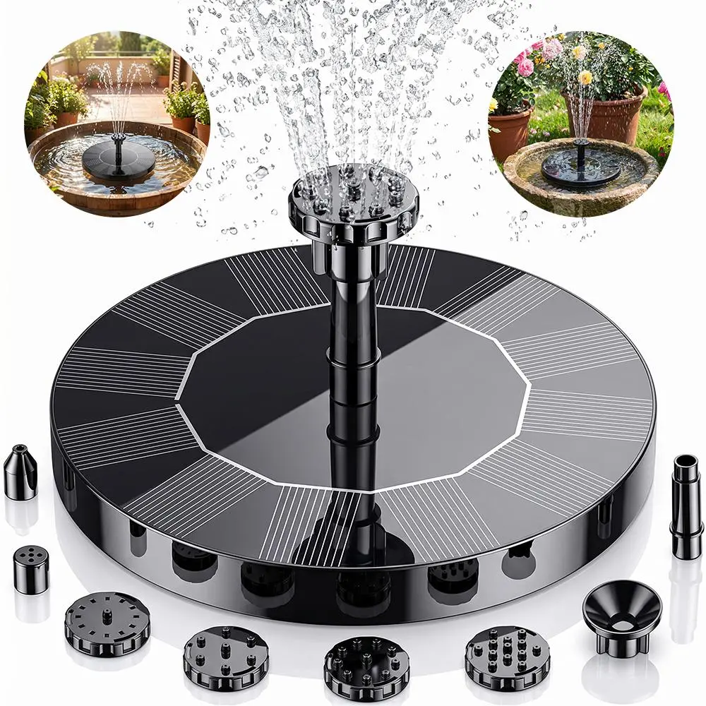 【BackToSchool】 Solar Fountain, Solar Powered Bird Bath Fountain Pump， 1.5W Solar Panel Kit Water Pump, Outdoor Watering Submersible Pump for Pond, Pool, Garden, Fish Tank