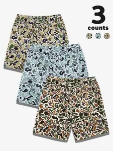 3-Pack Men‘s Camo Print Quick-Dry Shorts, Casual Relaxed Shorts, Lightweight Casual Loose Fit for Summer Outdoor Activities, Travel and Beach Holidays