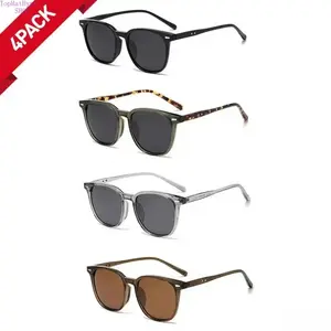 Women's 4-Pack Ultra Light Square Polarized Oversized Sunglasses, Semi Rimless Frames, UV Protection, Windproof, Blue Light Blocking Lenses, Flattering Face Fit, Multi-Color Fashion Shades for Driving, Daily Outdoor Use, Women's Sunglasses