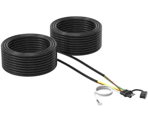 4 Pin 5 Wire Trailer Wiring Harness Kit,  50FT 16AWG Core with Jacketed Cable Trailer Light Kit 4 Way Flat 5 Wire Trailer Plug for Rewiring Both-Side Taillights on Trailers RVs and Boats