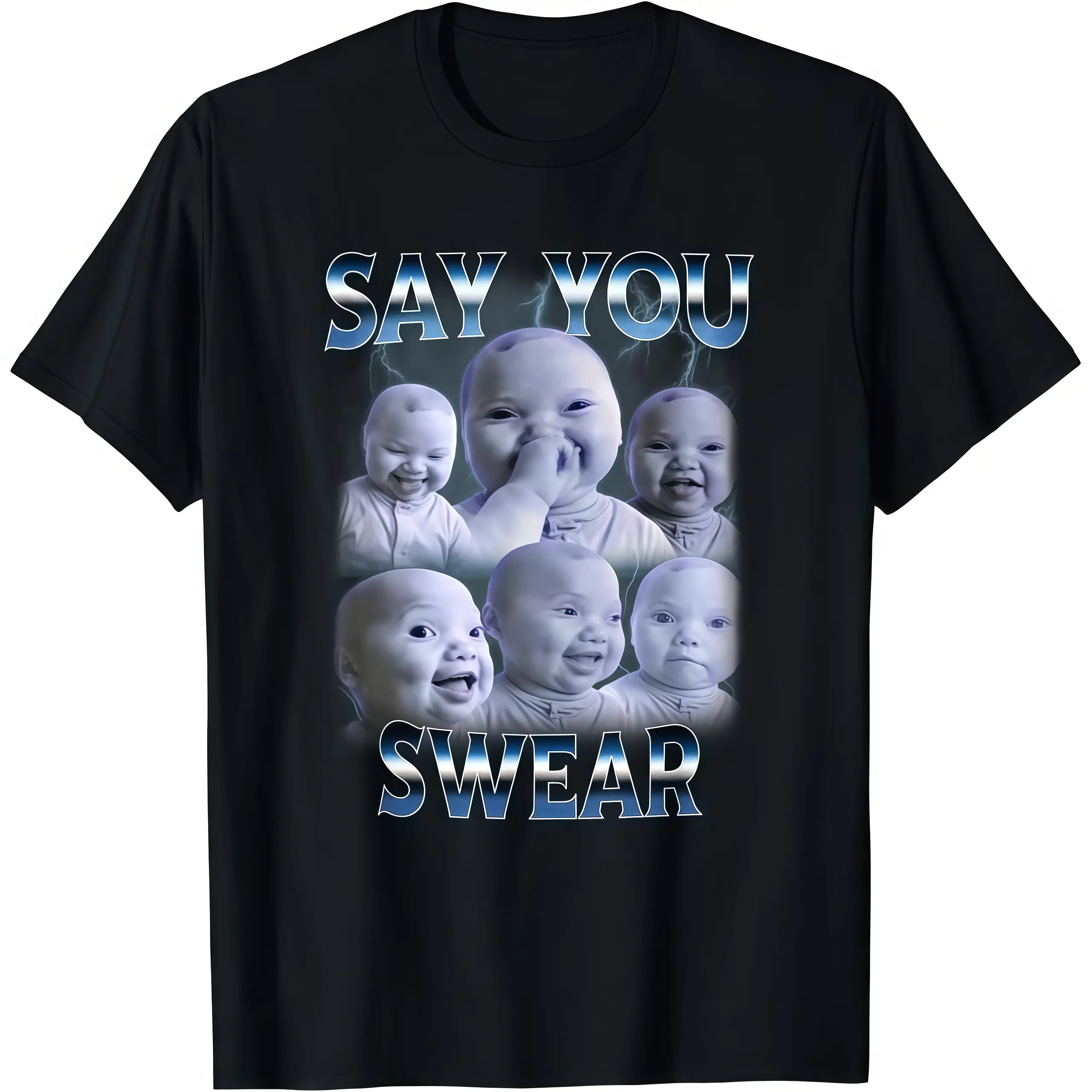 Say You Swear Ai Niche Baby Holding Back Laugh Genz Meme T-Shirt