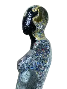 Aphrodite Godyssey Series Hand-Painted Glass Sculpture 24 inch Mixed Media Art on Fiberglass Unique Artwork by Emily Colvin Projects At Large Studio Los Angeles