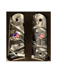 Premium Grips 1911  Grips Black Pearl Acrylic with US Flag Medallions