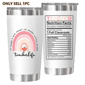 20oz Stainless Steel Tumbler Cup with Lid for Teacher's Day Gift, Teacher Appreciation Tumbler, Portable Vacuum Cup with 2 Straw & 1 Cleaning Brush, Party Favors for Teachers, Travel Tumbler, Coffee Thermal Cup