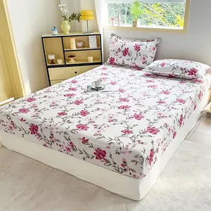 Modern Simple Tulip Print Flannel Bed Sheet Set, Bedroom Printed Fitted Bed Cover, Bedding (no Pillowcases Included), Home Decor