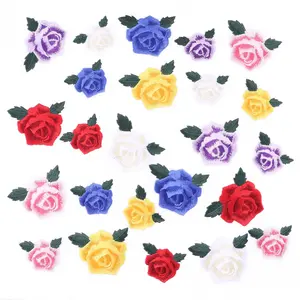 24pcs Valentine's Day Rose Embroidered Fabric Patches, Floral Embroidery Appliques, with Adhesive Backing, Sewable Iron-On, DIY Clothes Pants Hats Sweaters