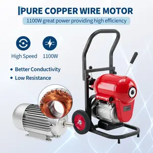 Electric Sewer Snake Drain Cleaner, 1100W 120ft Auger Machine with 6/5in Cable, Manual Feed & 6 Cutters, Fits 4–8 Inch Pipes