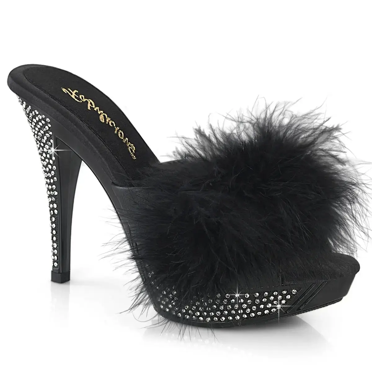 Fabulicious Elegant-401F Women's Marabou Slipper Black