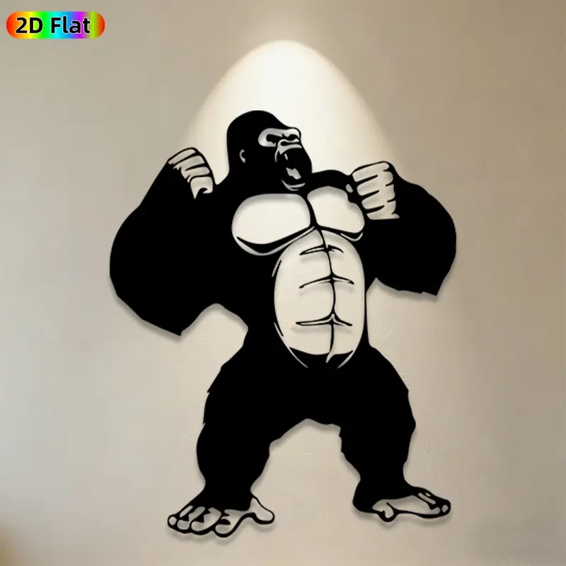 1pc Gorilla Metal Wall Art,Gorilla Statue Mural, Ideal Gift for New Year, Halloween, Animal Decor Enthusiasts, Rust-Resistant Metal Wall Decor Wall Sculptures, Perfect for Outdoor Garden Fence & Indoor Living Room Wall Wildlife Art Enthusiasts