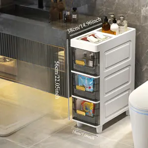 Optional multifunctional ultra-thin storage cabinet with Multiple Storage Drawers - versatile storage cabinet for bathroom gaps, 3/4/5/6 tiers, kitchen and refrigerator spaces, bathroom and kitchen shelving