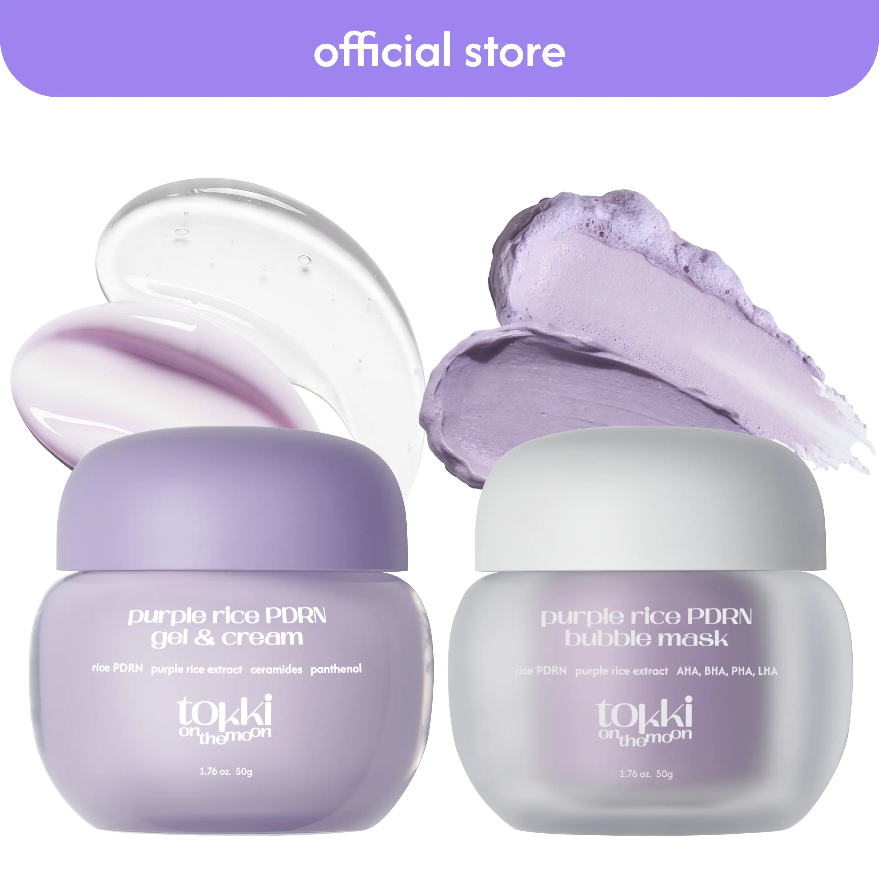 tokki on the moon Purple Rice PDRN Recovery Duo | vegan PDRN for Barrier Care | Deep Hydration & Comfort Gel&cream + Exfoliating Mask