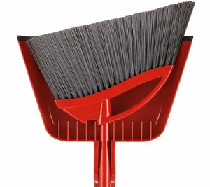 Pet Hair Broom with Step-On Dustpan Set, Angled Broom for Indoor Home Floor Cleaning
