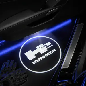 2 Pcs Hummer H2 Carbon Fiber Welcome Light Set, Car Door Projection Lamp, Laser Light, Decorative Floor Lamp (batteries Not Included)