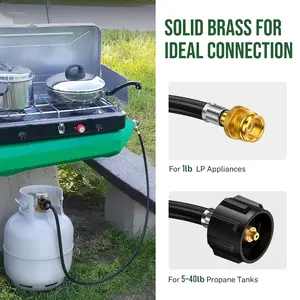 Alloxity 4 Feet Propane Hose Adapter 1lb to 20lb，Propane Adapter 20lb to 1lb Converter, Propane Tank Adapter Hose 20 lb to 1 lb for Weber Q Grill/Coleman Stove/Blackstone Griddle/Buddy Heater