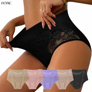 5-Pack Women's Underwear, Lace High-Waist Control Briefs, Floral Print, Skin-Friendly, Sexy Fit, Premium Quality, High Waisted Briefs