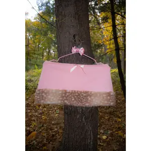 Pink Bambi Mini Skirt - Cute mini Skirt with Deer Faux Fur Trim & Bow - 95% Cotton 5% Spandex - True-to-Size - Made to Order