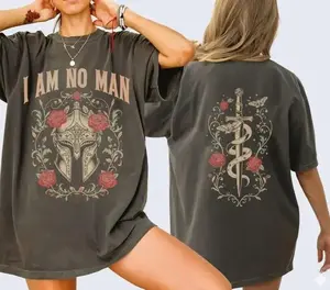 I Am No Man 2 Sides LOTR Lord of the Rings T-Shirt , Book Lover Shirt, Fantasy Merch Shirt, Feminist Shirt, Reading Fandom Shirt EXE