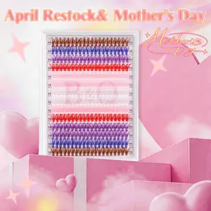 6 Color Mixed Lash Clusters B&Qaugen DIY Eyelash Extensions,280 pcs party Lashes 14-16mm mix Natural Eyelash Clusters Wispy Individual Lashes at Home Vacation Lash Game Changer Christmas Gift