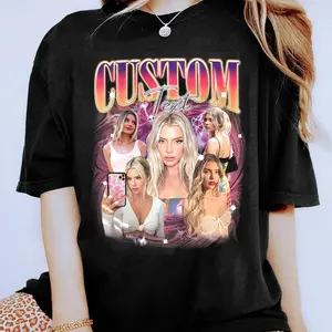 Custom Photo Bootleg Girlfriend 6 Face 90s Retro Vintage Shirt Sweatshirt, T-shirt with Face on It for Boyfriend, Valentine Gift Shirt