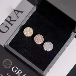 Round Earrings Screw Back Moissanite Silver S925 + Rhodium