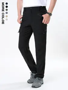 Men's Tactical Workwear Quick-Dry Pants, Multi-Zip Pocket Design, Waterproof Breathable Outdoor Hiking Trekking Long Pants
